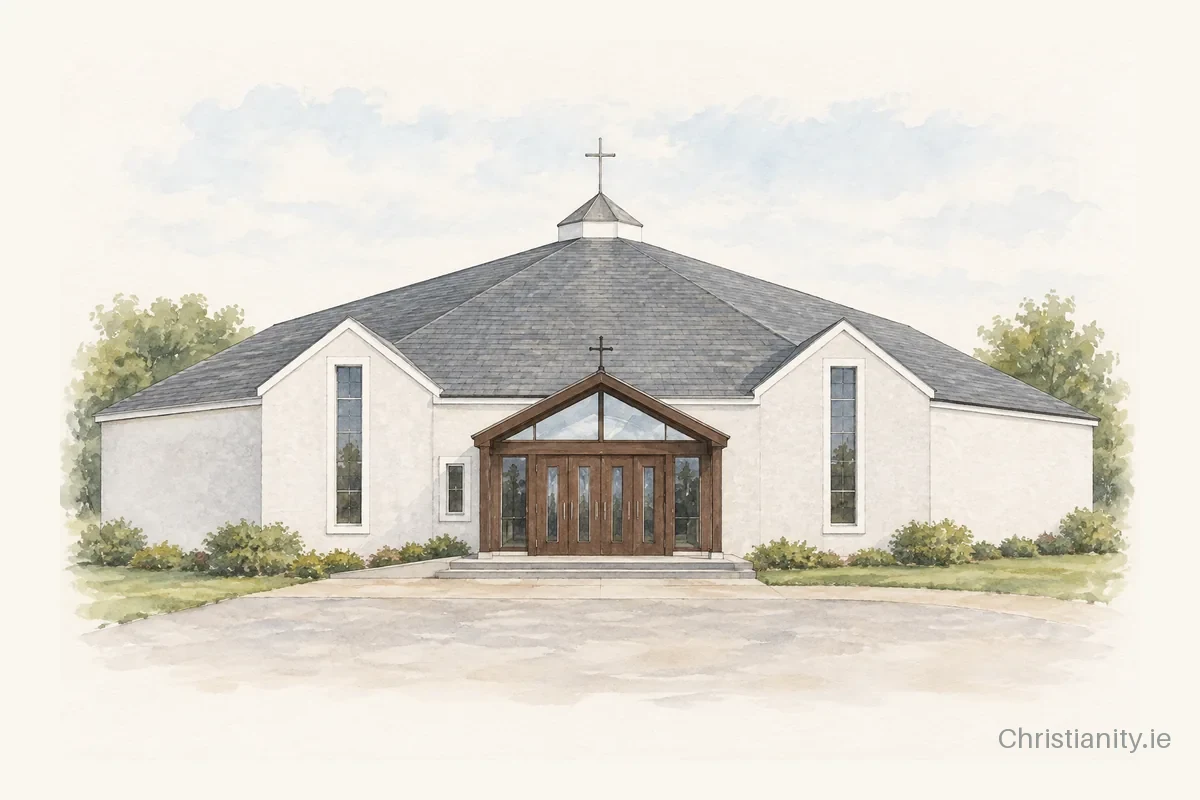 Watercolour and ink illustration of Nativity of Our Lady, Loughmoe
