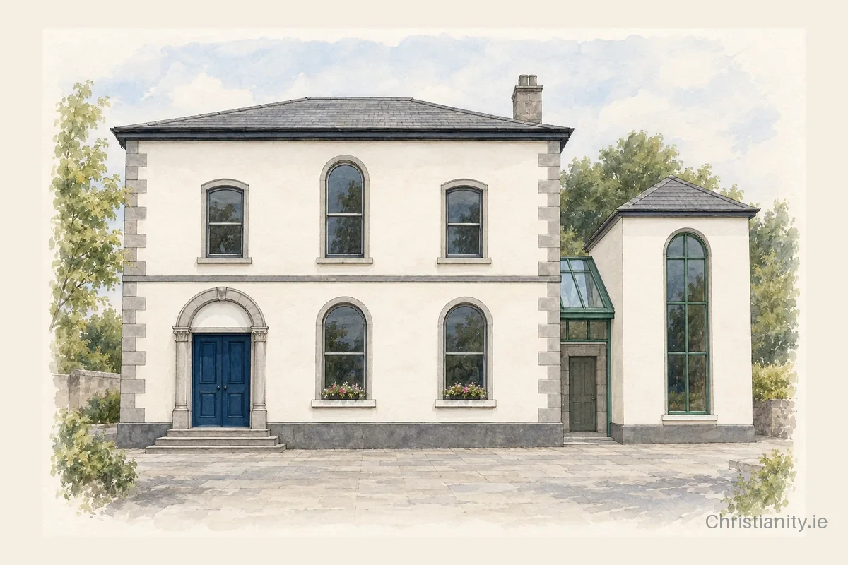 Watercolour and ink illustration of Nenagh Baptist Church