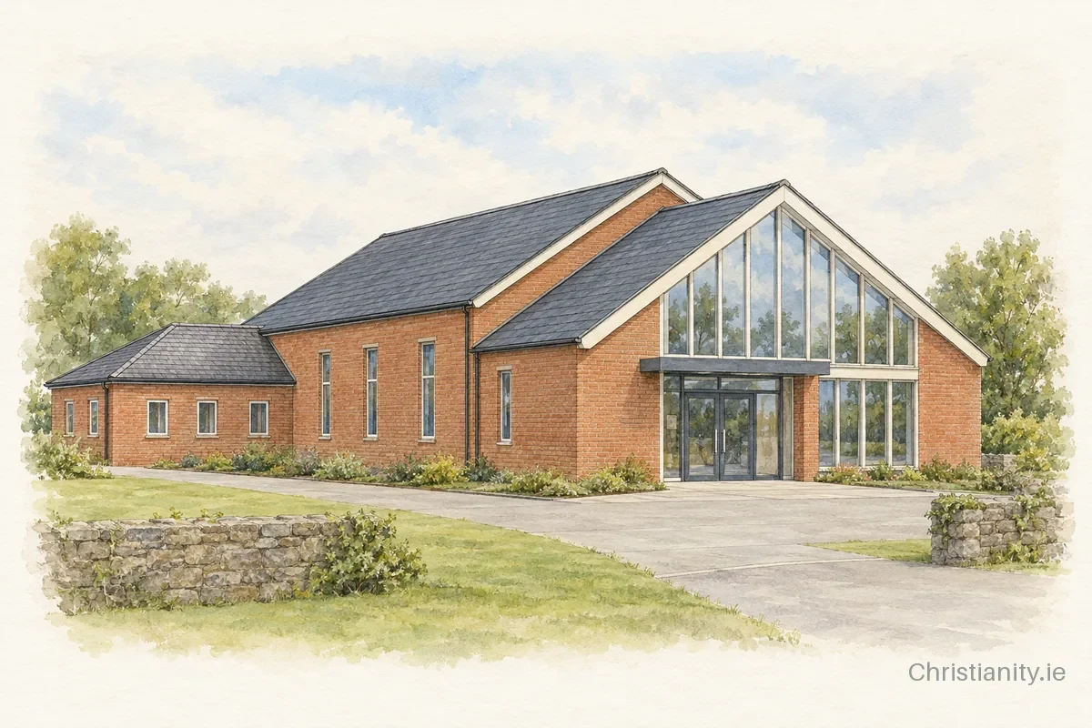 Watercolour and ink illustration of Newcastle Baptist Church