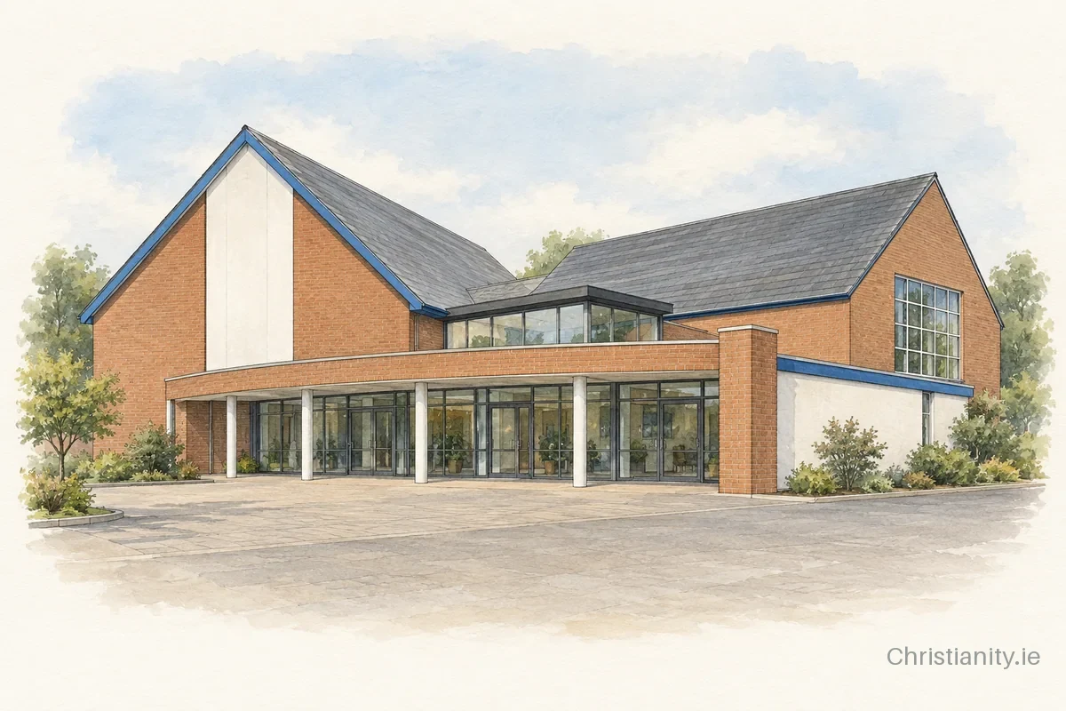 Watercolour and ink illustration of Newtownbreda Baptist Church