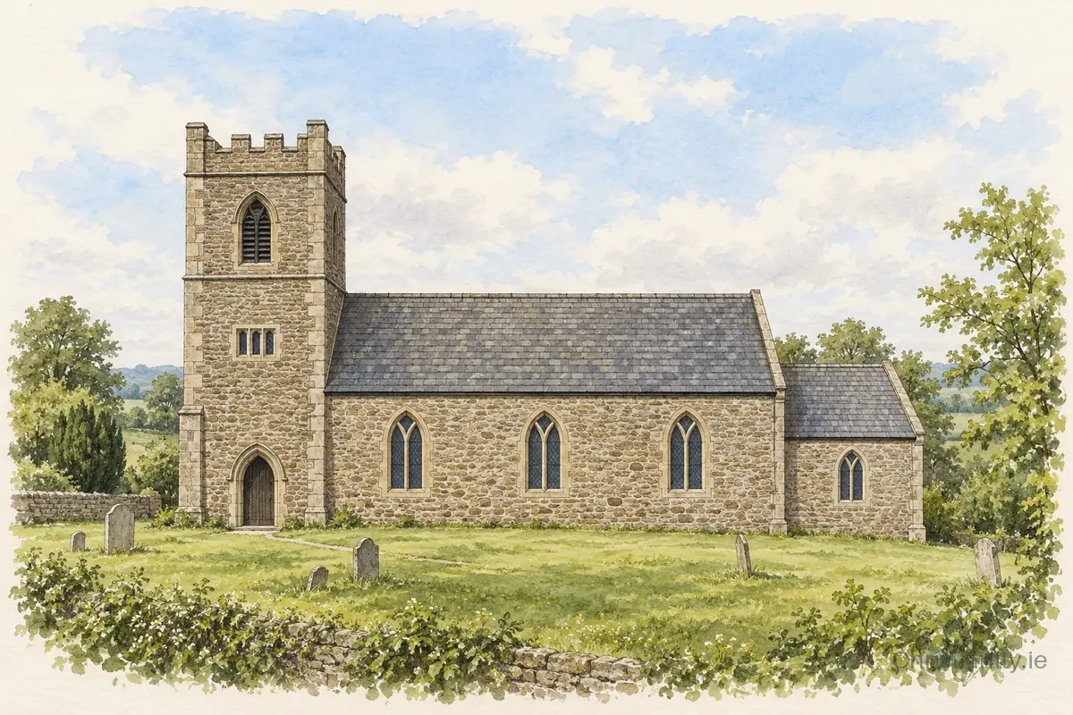 Watercolour and ink illustration of Newtownsaville