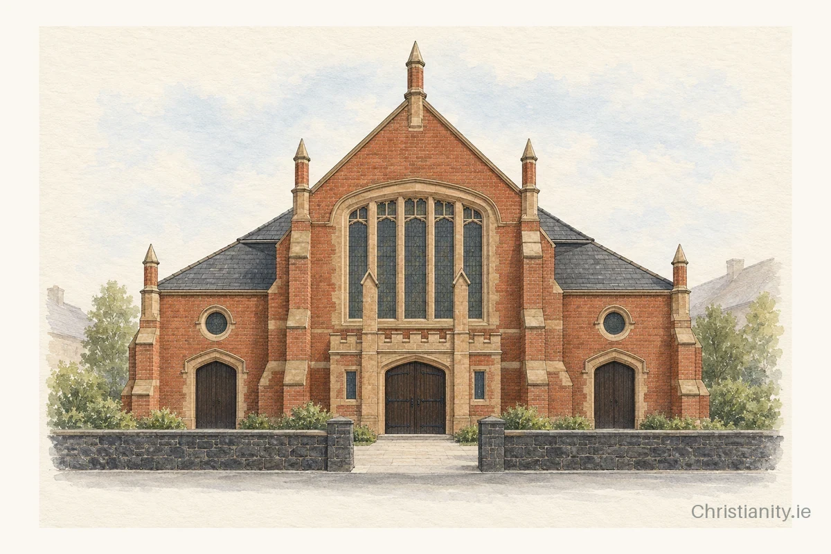 Watercolour and ink illustration of North Belfast Christian Fellowship