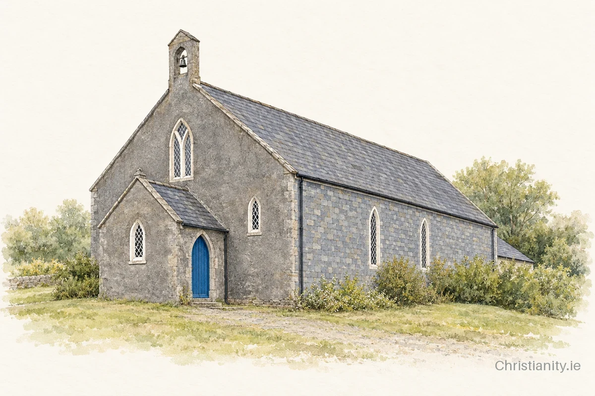 Watercolour and ink illustration of Old Ross St Mary