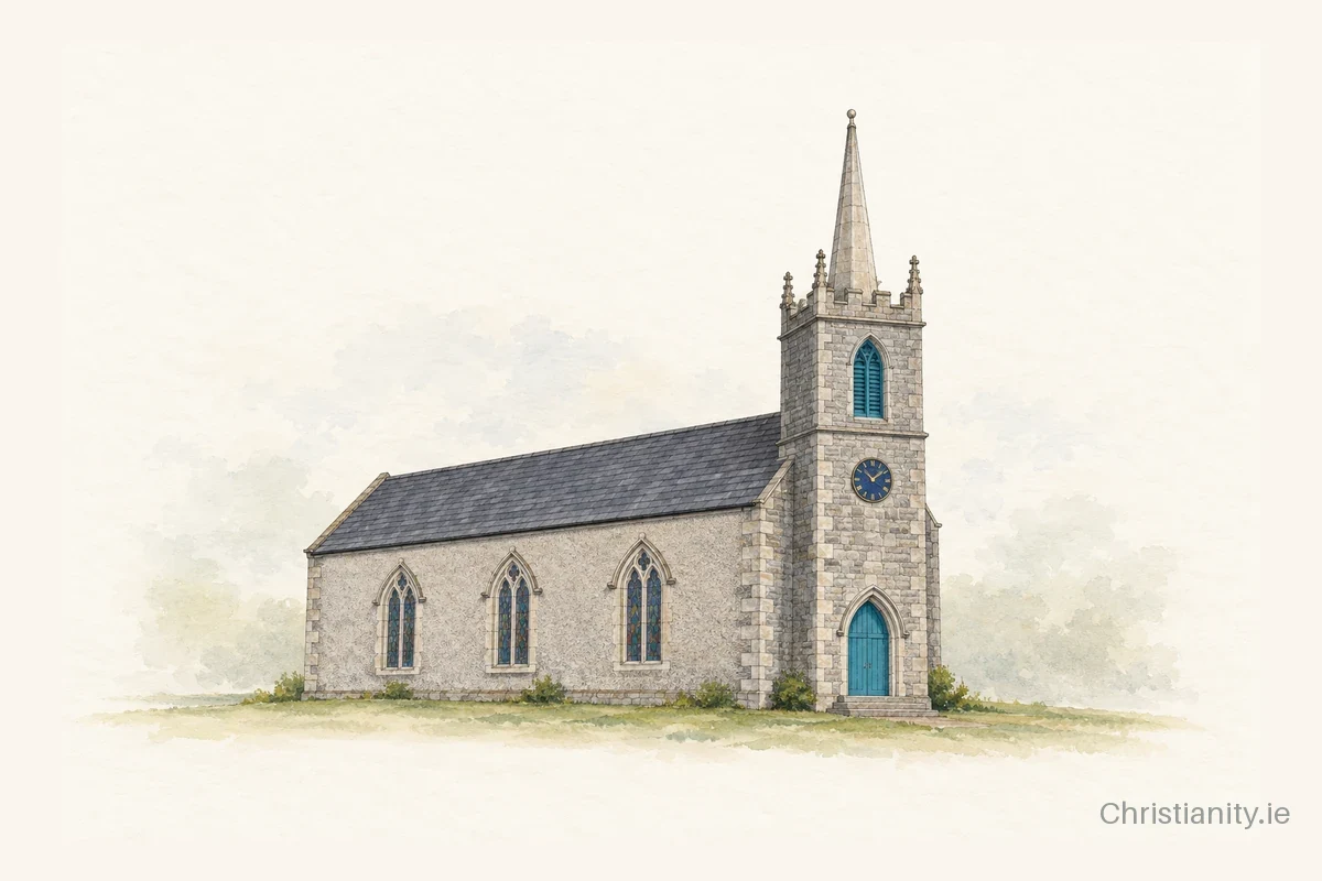 Watercolour and ink illustration of Oldcastle St Bride
