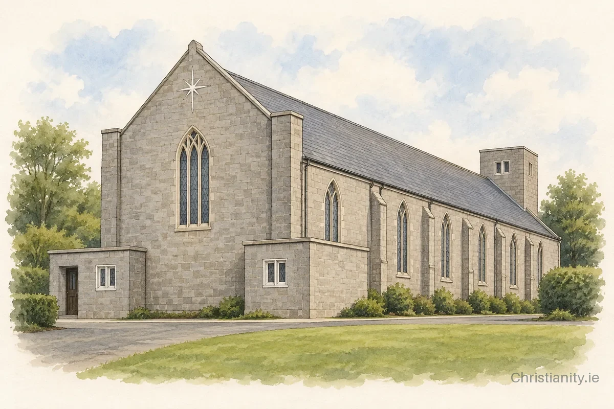 Watercolour and ink illustration of Orangefield St John Evangelist