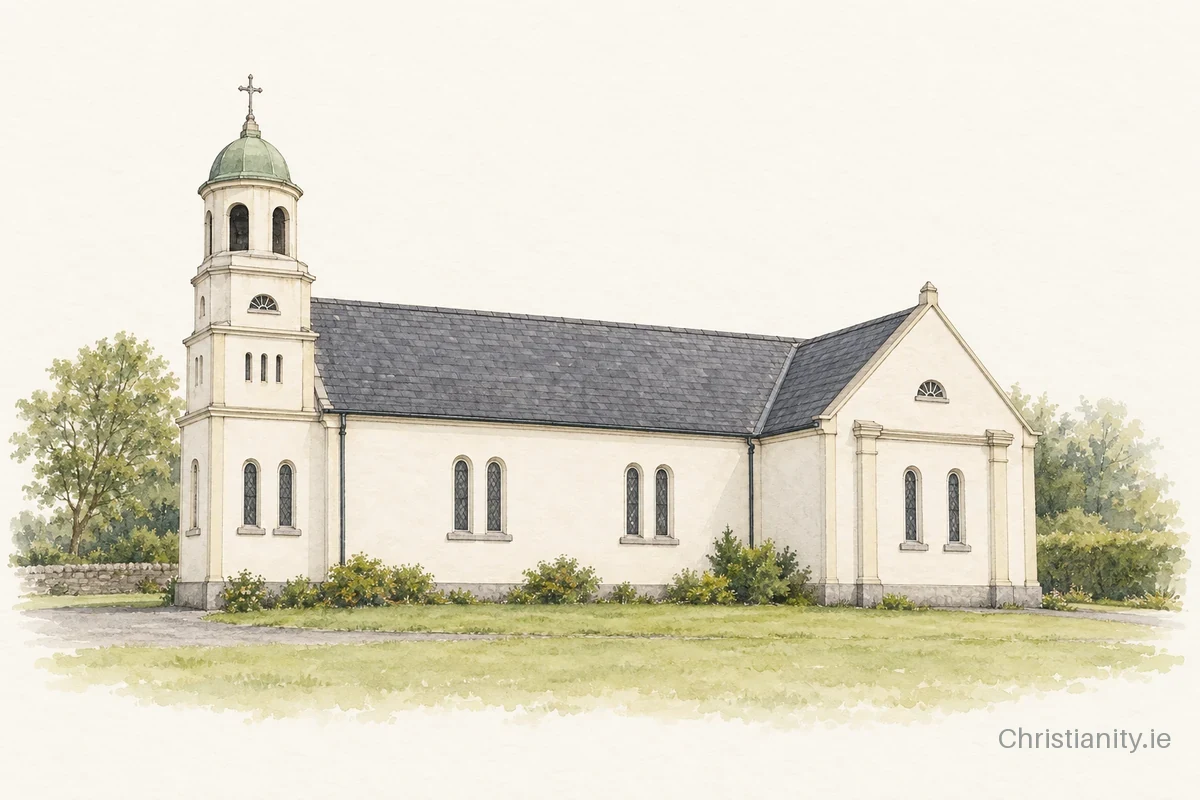 Watercolour and ink illustration of Oratory of The Blessed Mary Ever Virgin, Cloonanaha