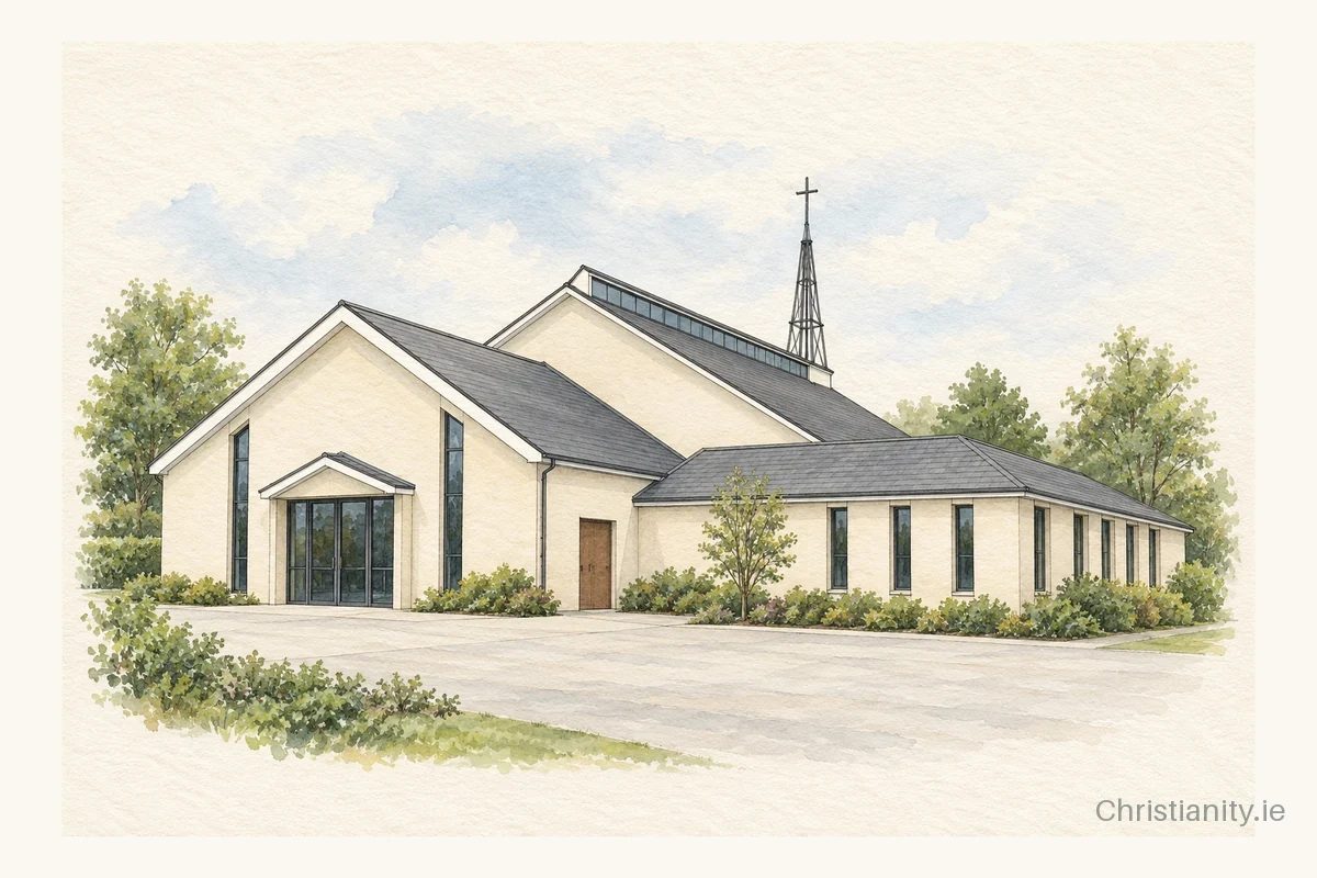 Watercolour and ink illustration of Our Lady Help Of Christians, Castletroy