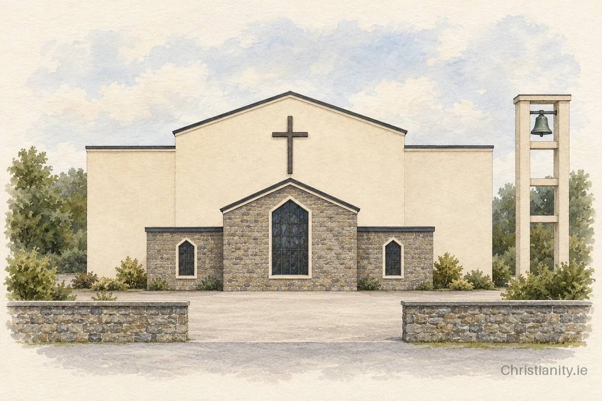 Watercolour and ink illustration of Our Lady, Mother of the Church, Caherconlish