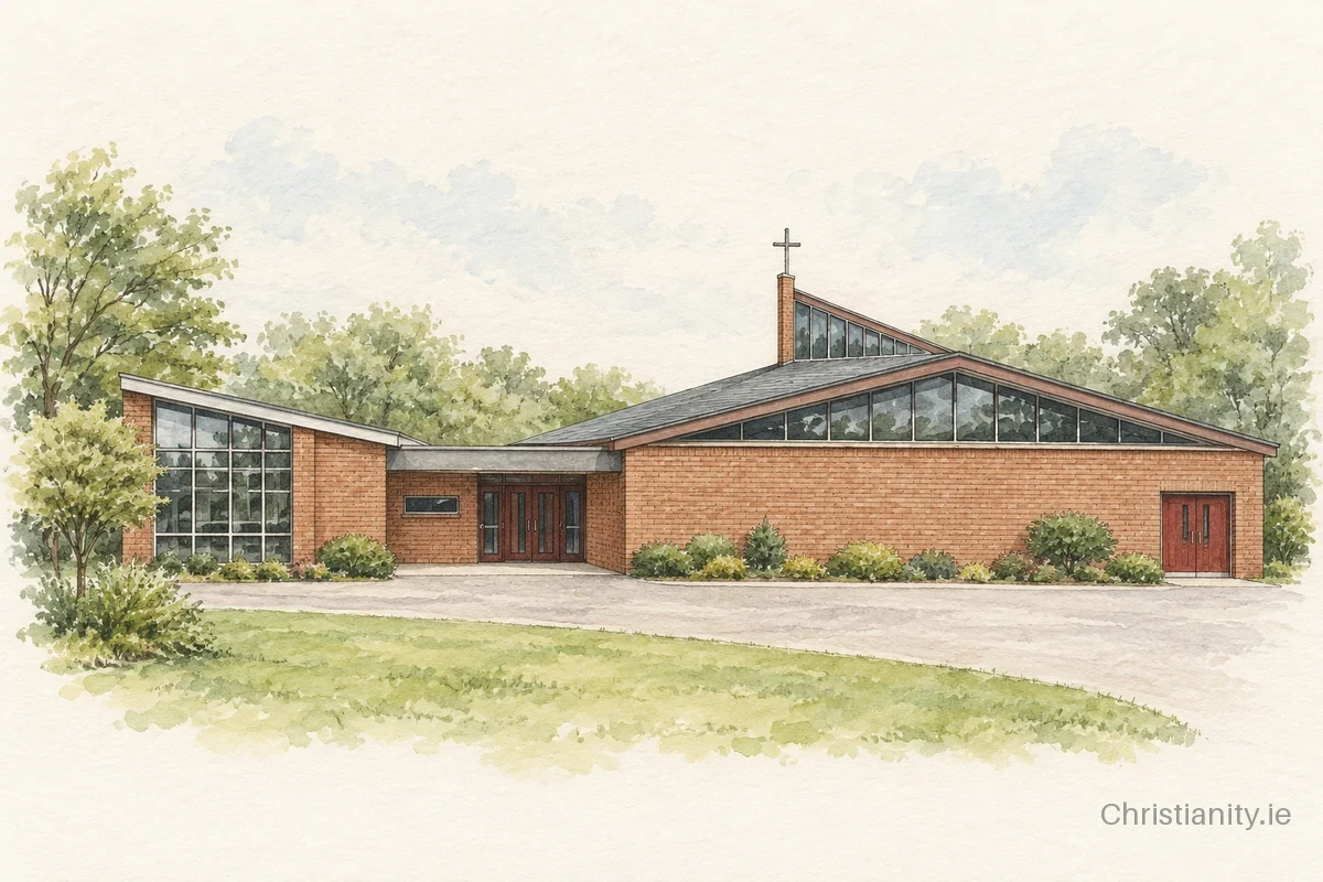 Watercolour and ink illustration of Our Lady of Good Counsel