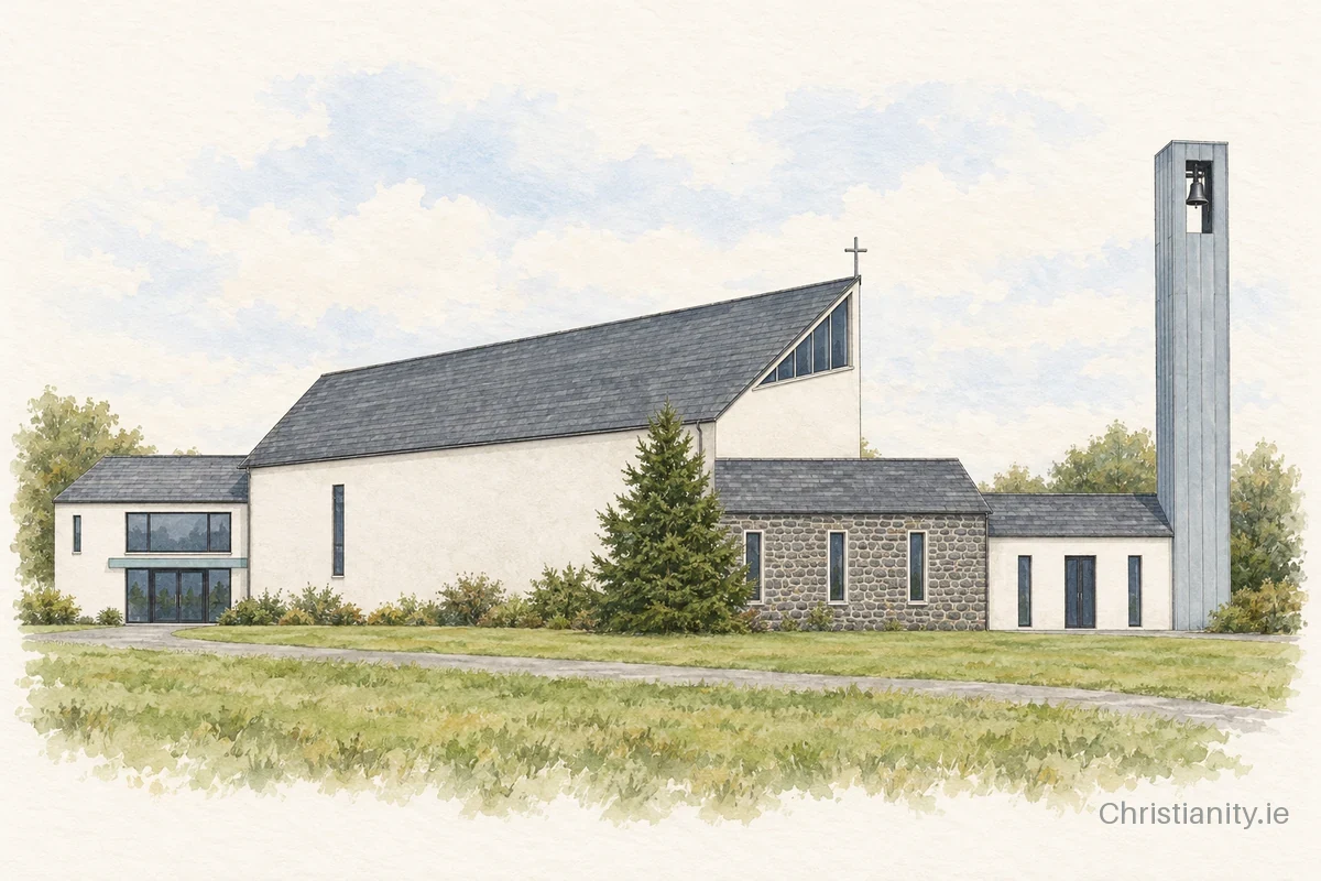 Watercolour and ink illustration of Our Lady of Knock, Lackagh