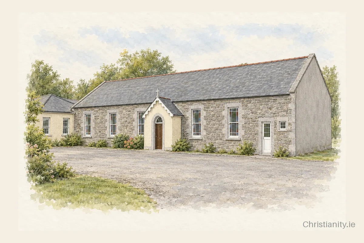 Watercolour and ink illustration of Our Lady of Lourdes Hospital, Midleton