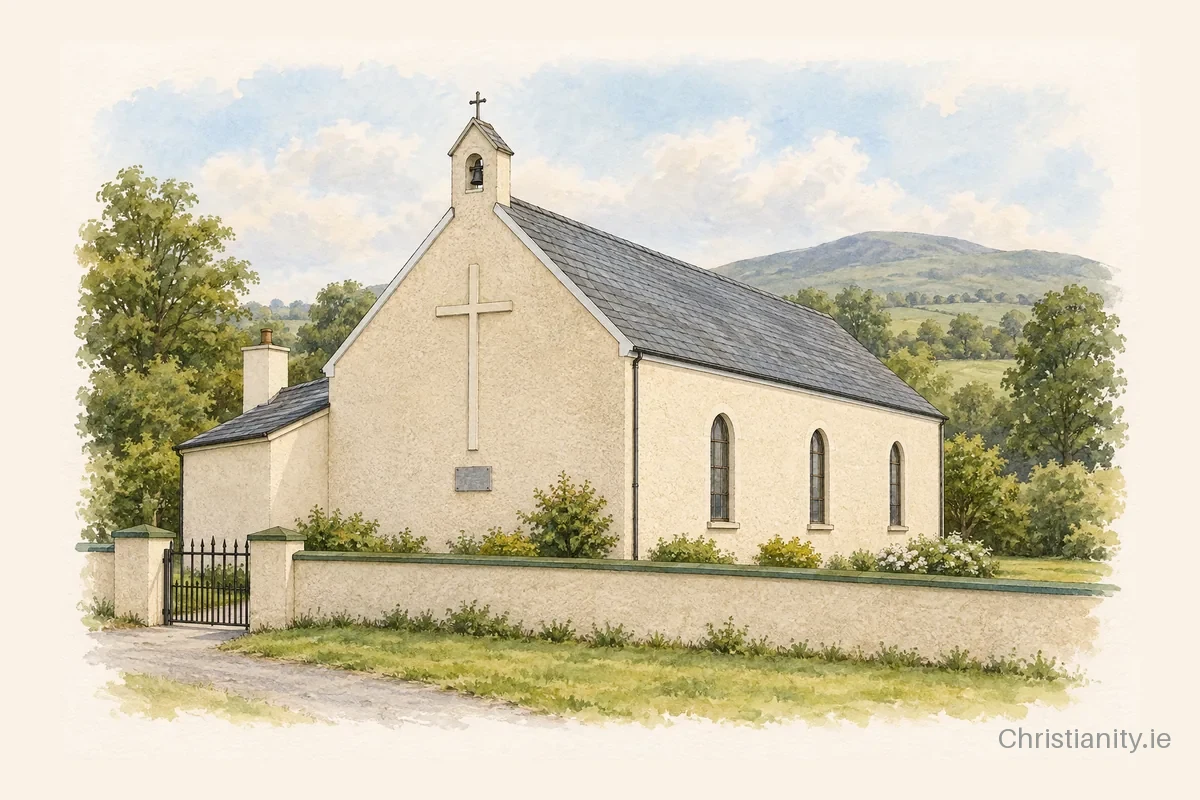 Watercolour and ink illustration of Our Lady of Lourdes, Toor