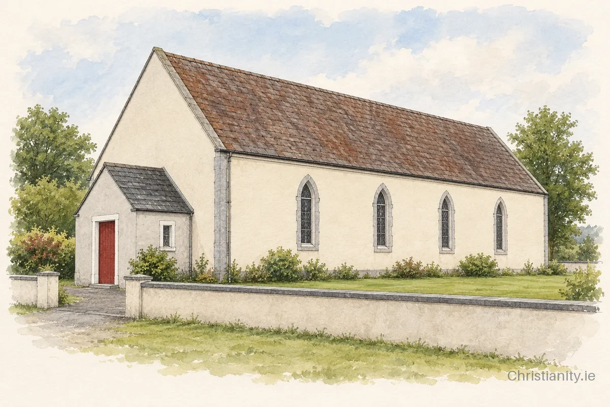 Watercolour and ink illustration of Our Lady of Mount Carmel, Clonberne