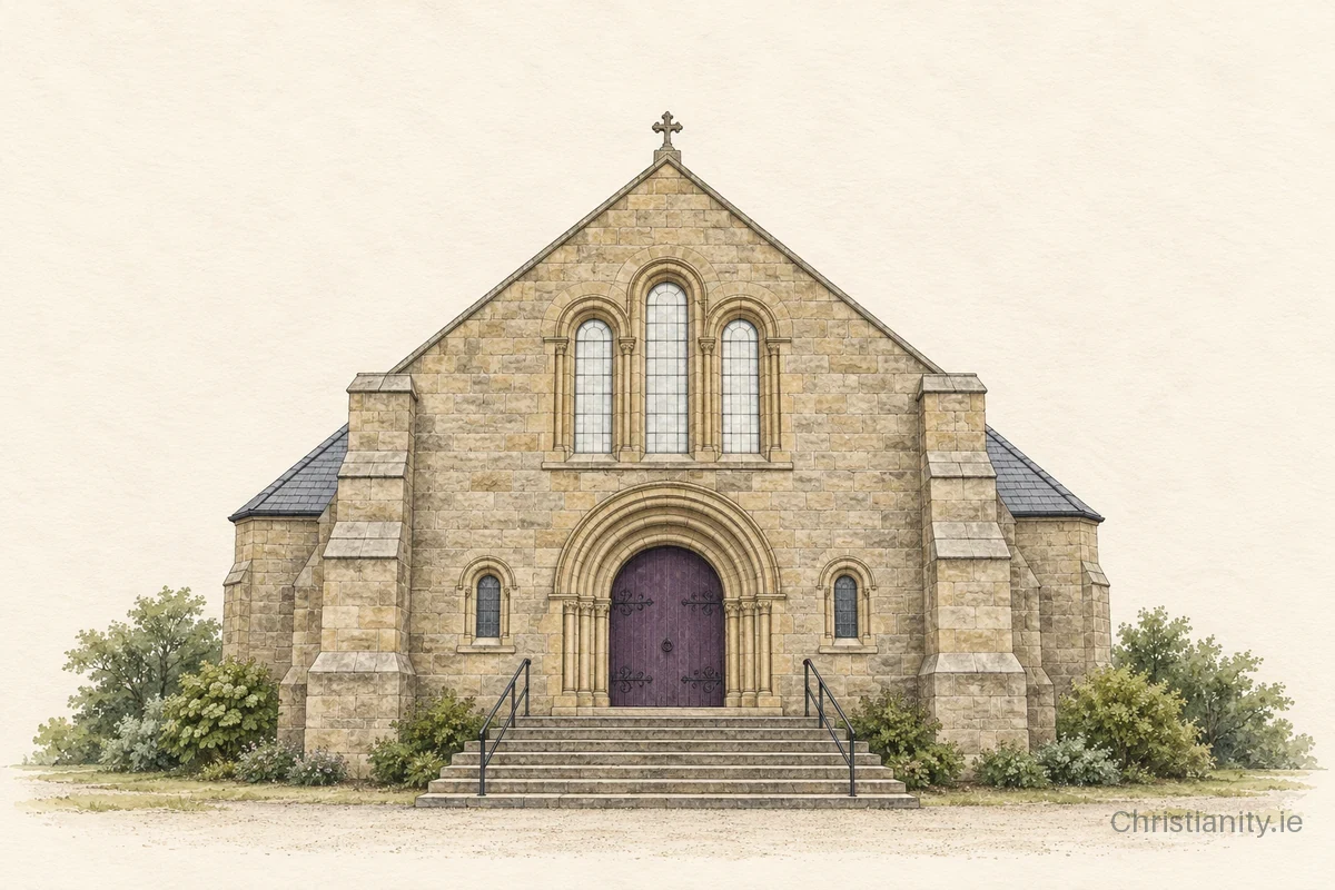 Watercolour and ink illustration of Our Lady of Perpetual Help, Glenfin