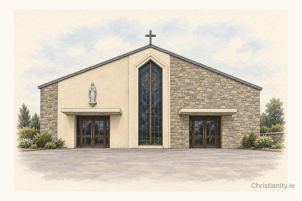 Watercolour and ink illustration of Our Lady of the Assumption, Abbeyfeale