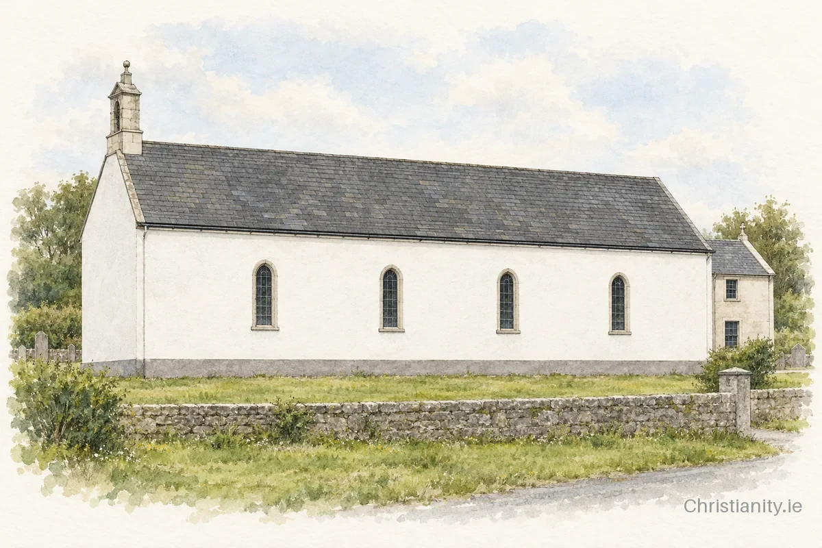 Watercolour and ink illustration of Our Lady of the Assumption Church