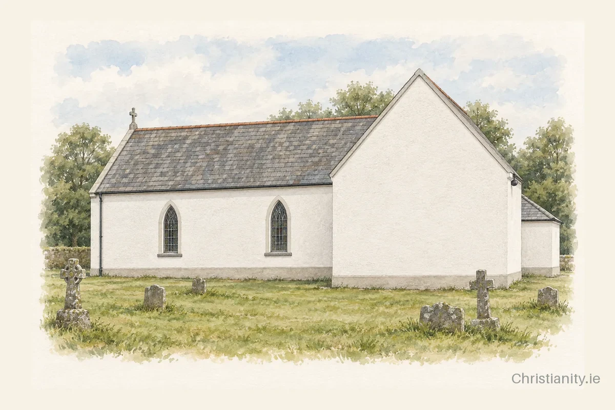 Watercolour and ink illustration of Our Lady of the Assumption Church