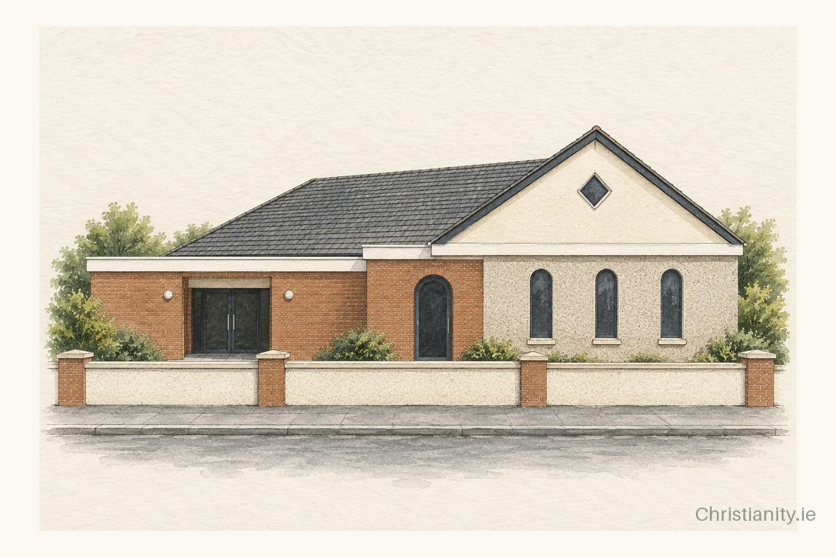 Watercolour and ink illustration of Portrush Baptist Church