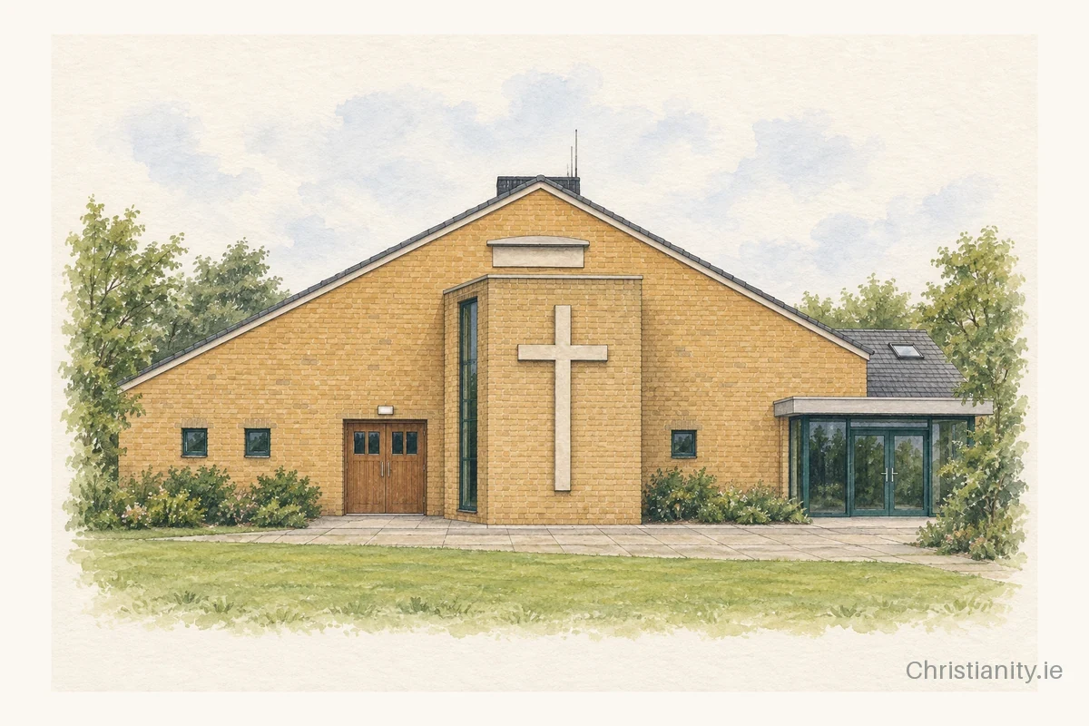 Watercolour and ink illustration of Portstewart Baptist Church