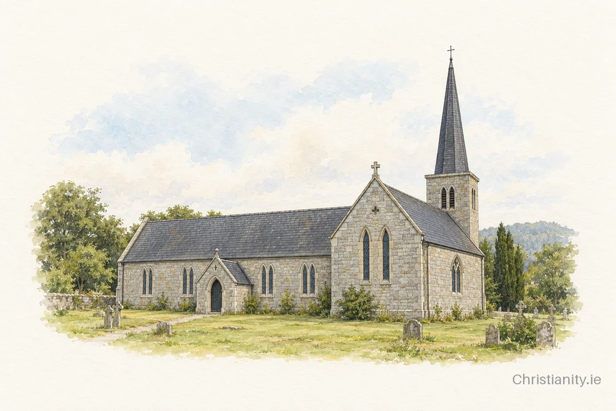 Watercolour and ink illustration of Powerscourt St Patrick (Enniskerry)