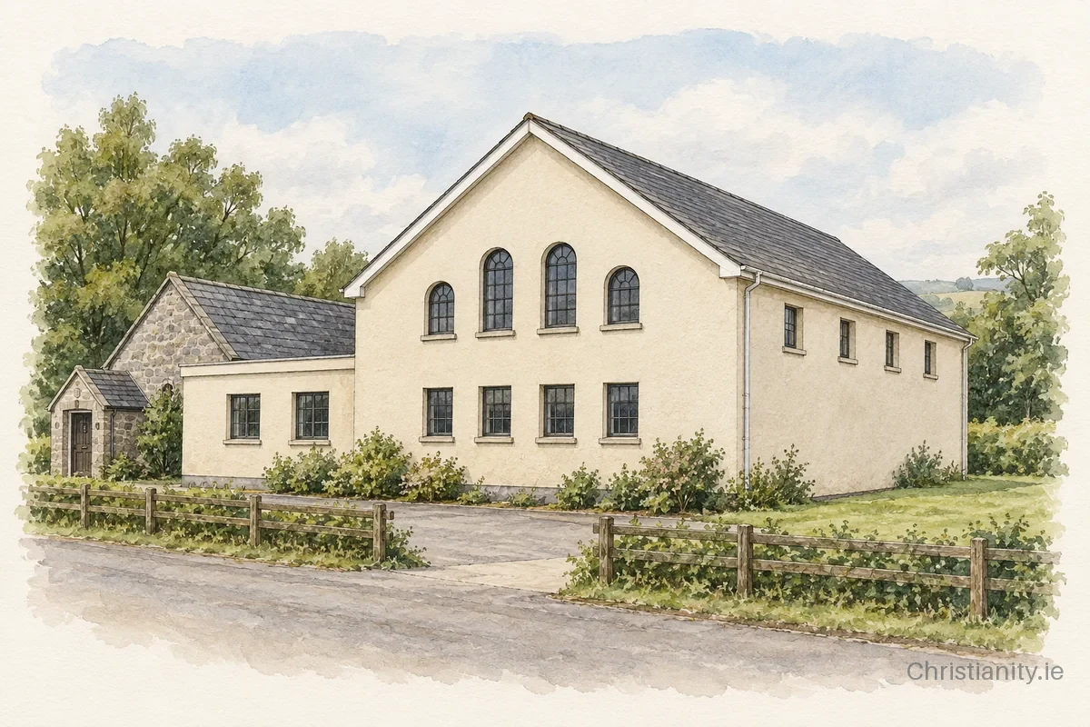 Watercolour and ink illustration of Priesthill (Zion) Methodist Church