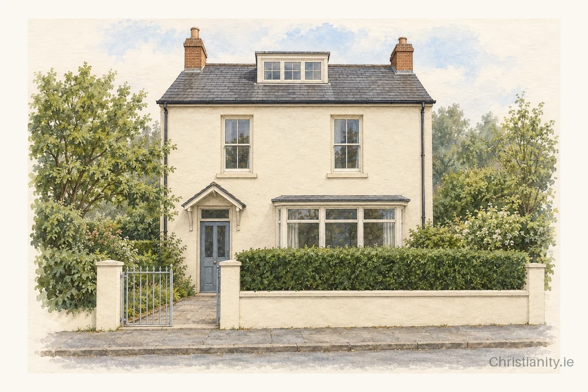 Watercolour and ink illustration of Coleraine Friends Meeting