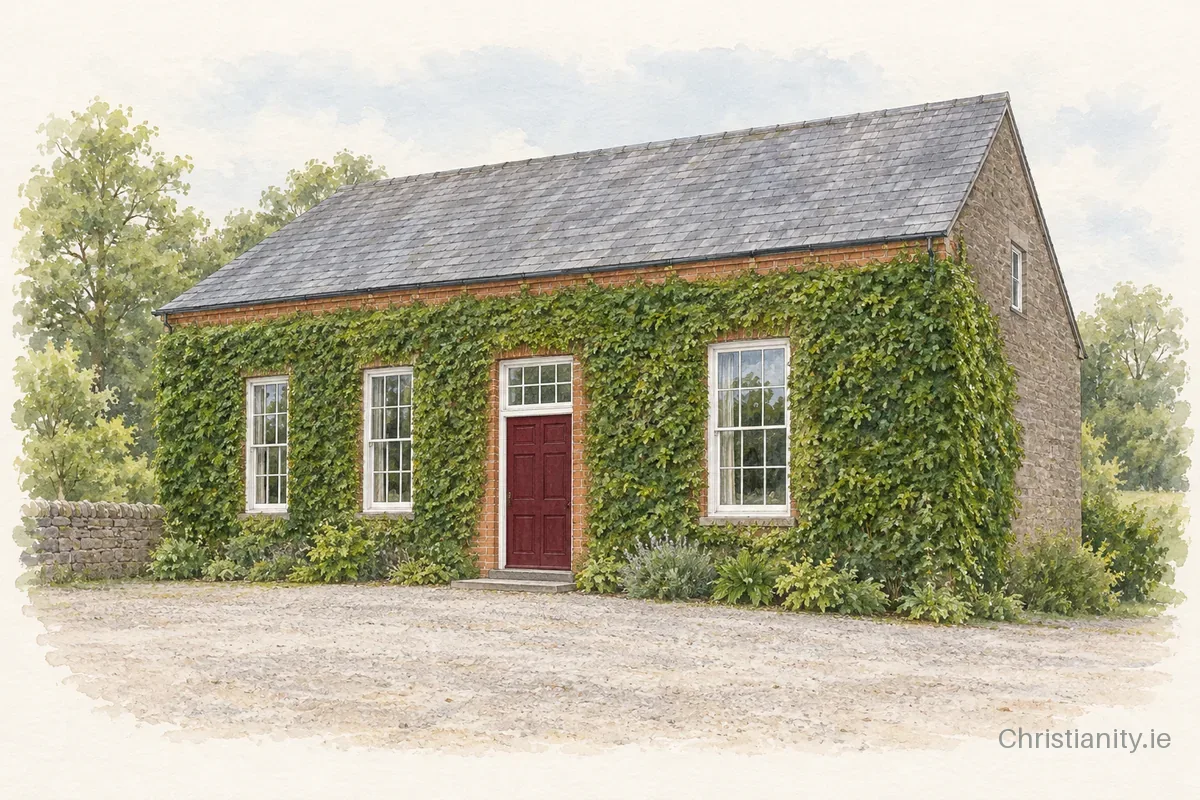 Watercolour and ink illustration of Grange Friends Meeting House
