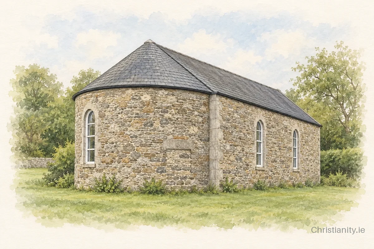 Watercolour and ink illustration of Quakers' Church