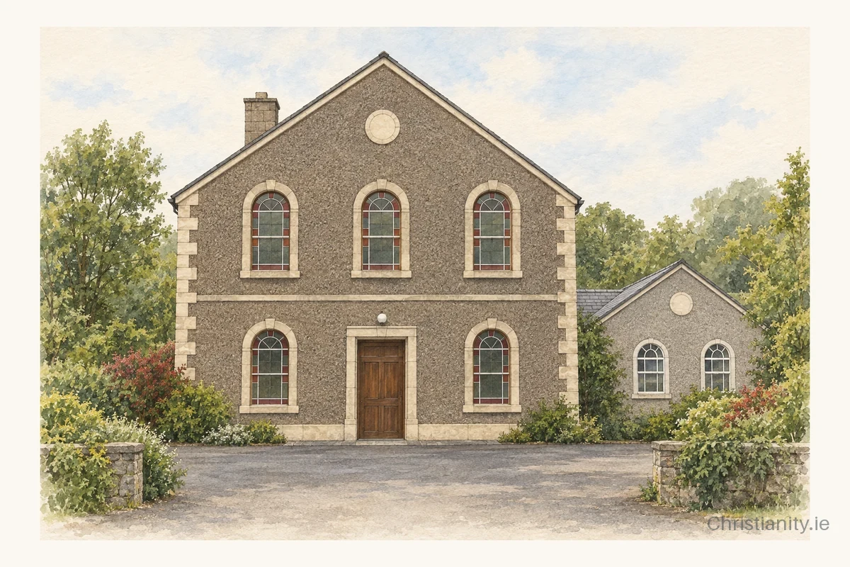 Watercolour and ink illustration of Raloo Non-Subscribing Presbyterian Church