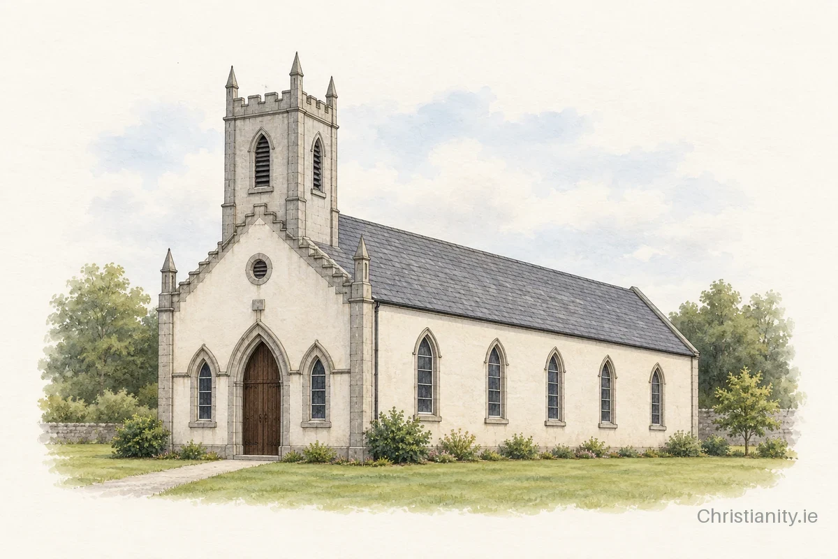 Watercolour and ink illustration of Rathangan