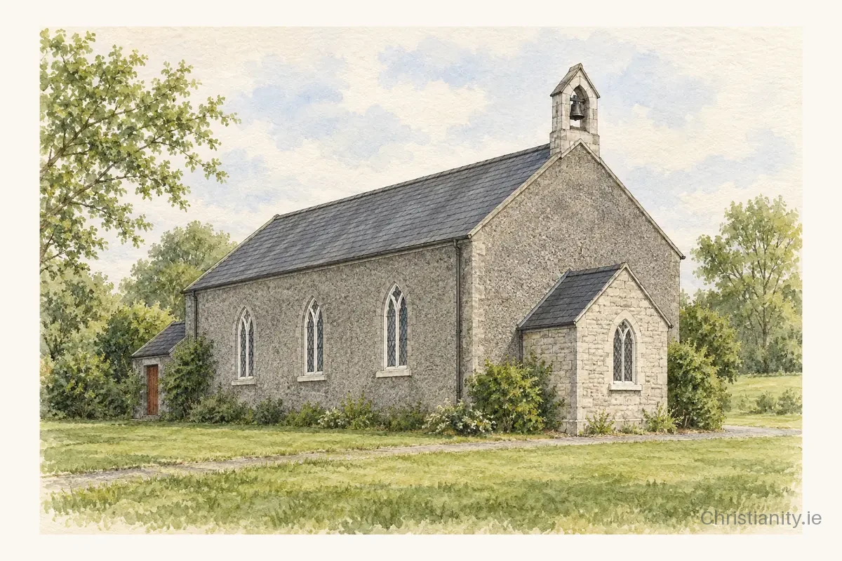 Watercolour and ink illustration of Rathcore St Ultan