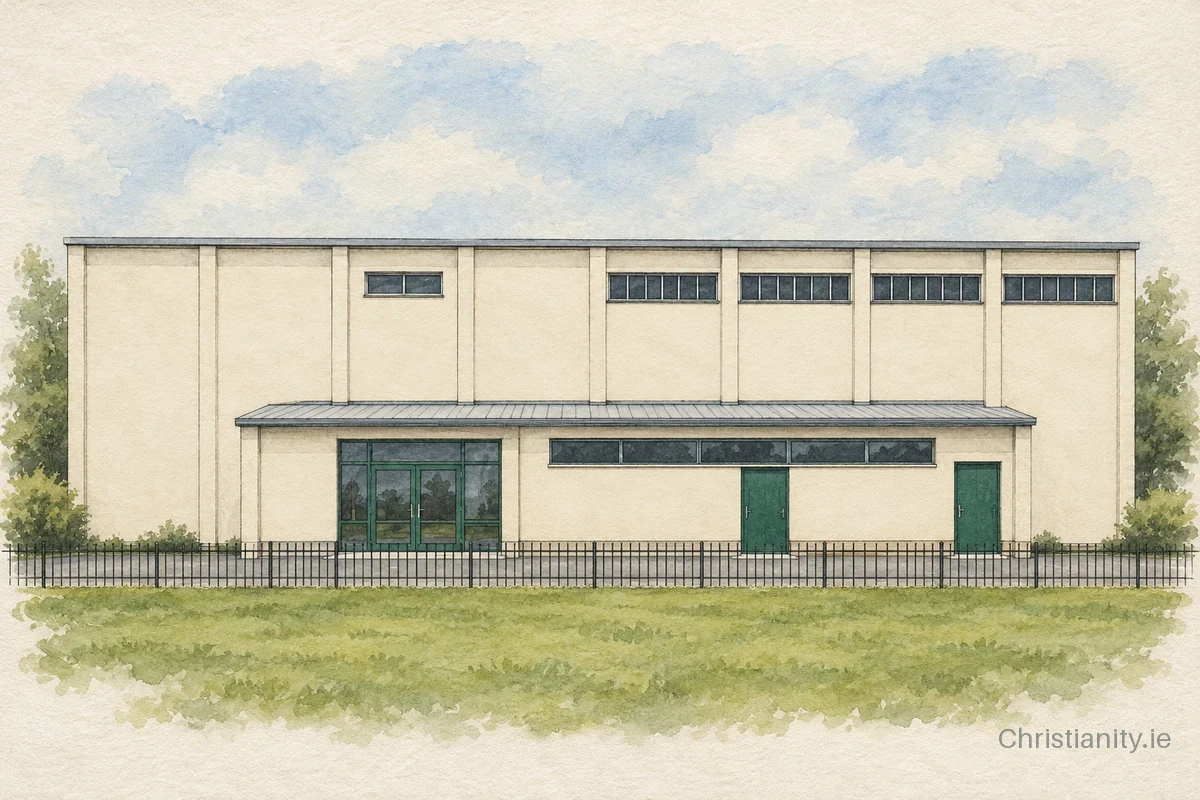 Watercolour and ink illustration of Christ Life Centre Ashbourne