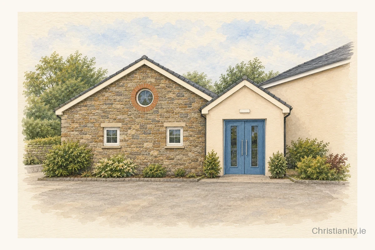 Watercolour and ink illustration of The Light of God Tabernacle