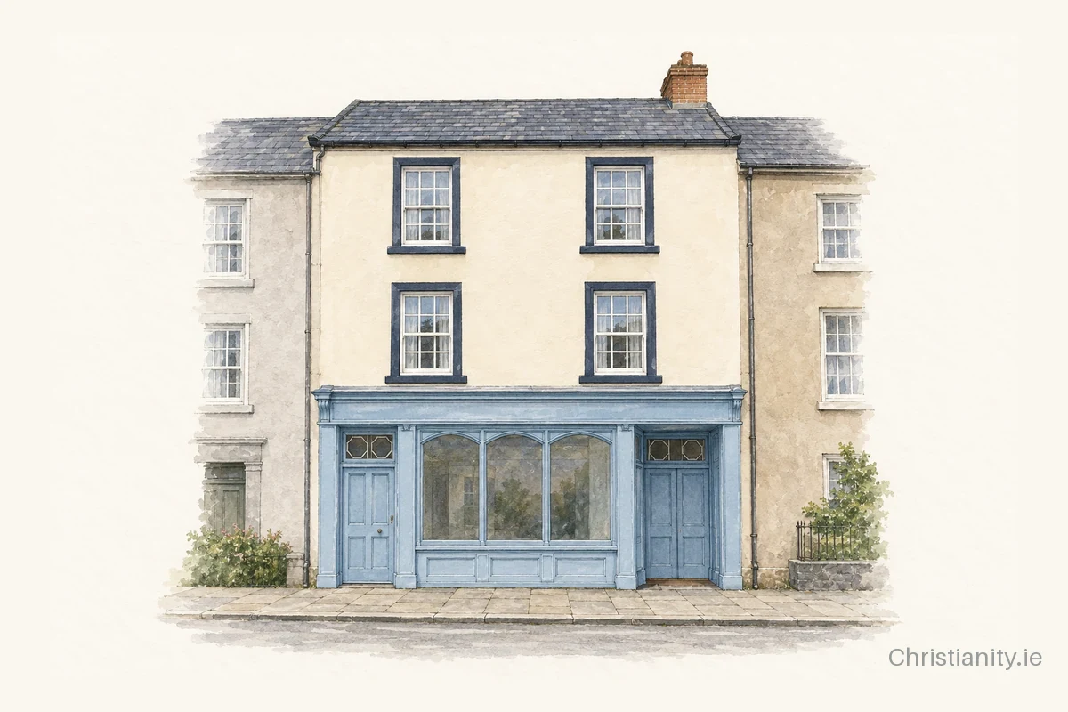 Watercolour and ink illustration of The New Life Assembly New Ross