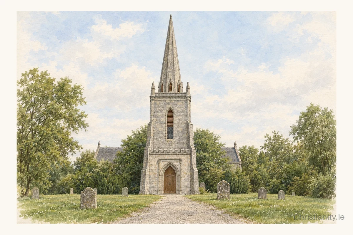Watercolour and ink illustration of Rynagh St Paul (Banagher)
