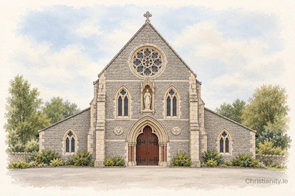 Watercolour and ink illustration of Sacred Heart and St. Brigid
