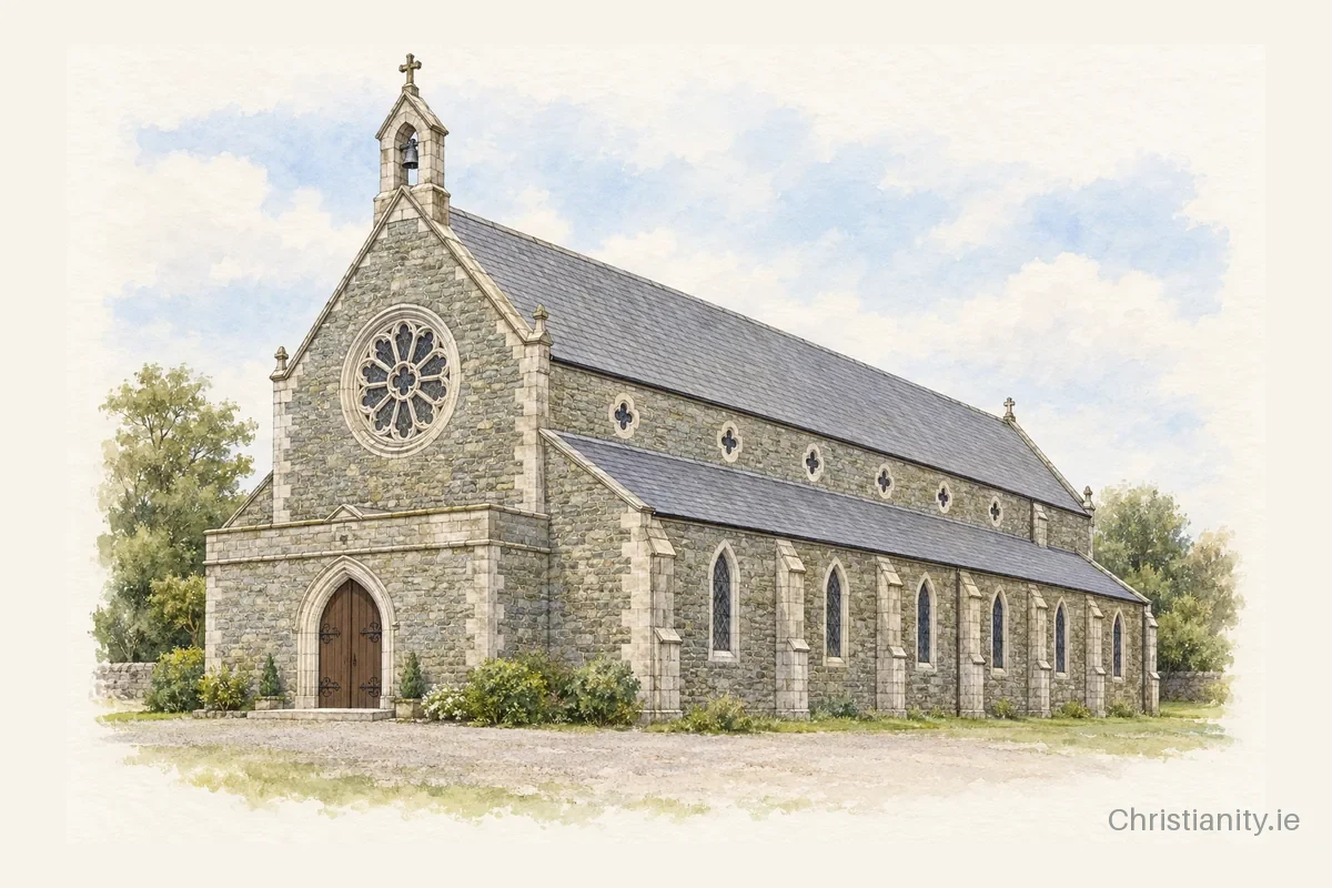 Watercolour and ink illustration of Sacred Heart Church, Darrara