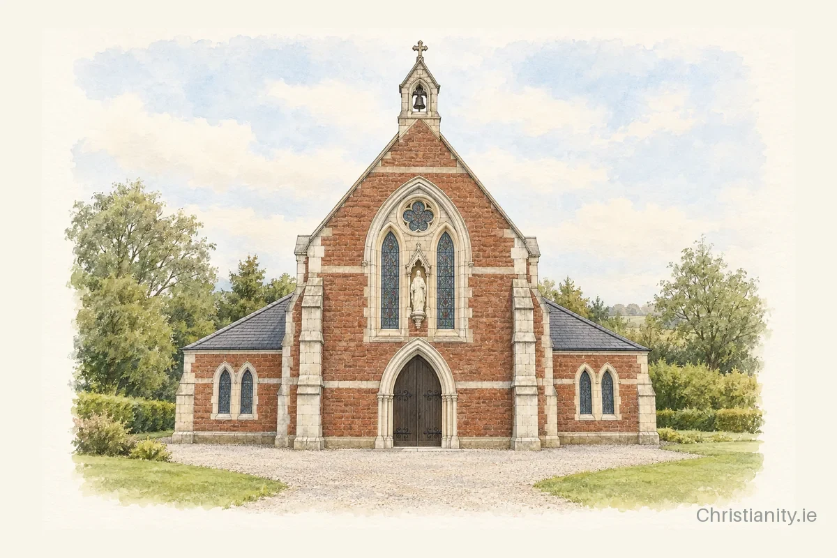 Watercolour and ink illustration of Sacred Heart Church, Glounthaune