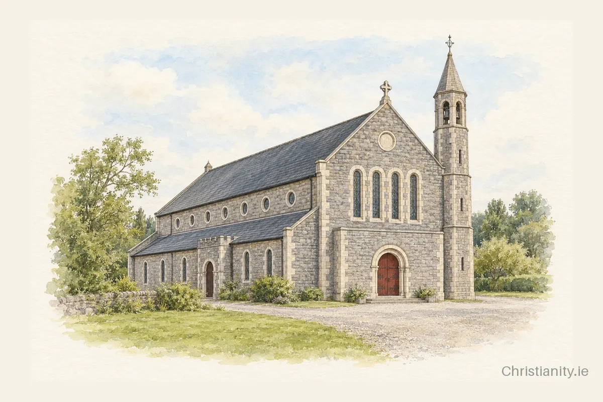 Watercolour and ink illustration of Sacred Heart, Mogeely