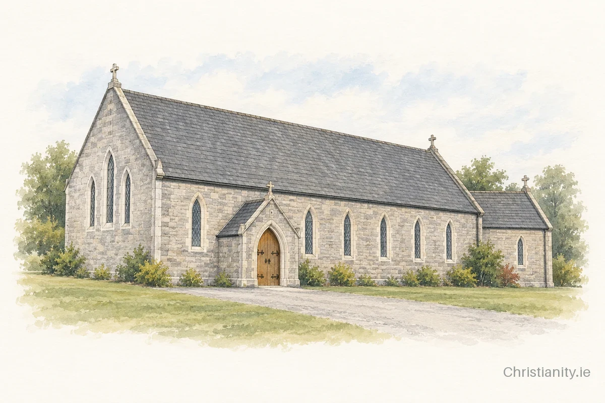Watercolour and ink illustration of Saint Anne, Ballycloughan