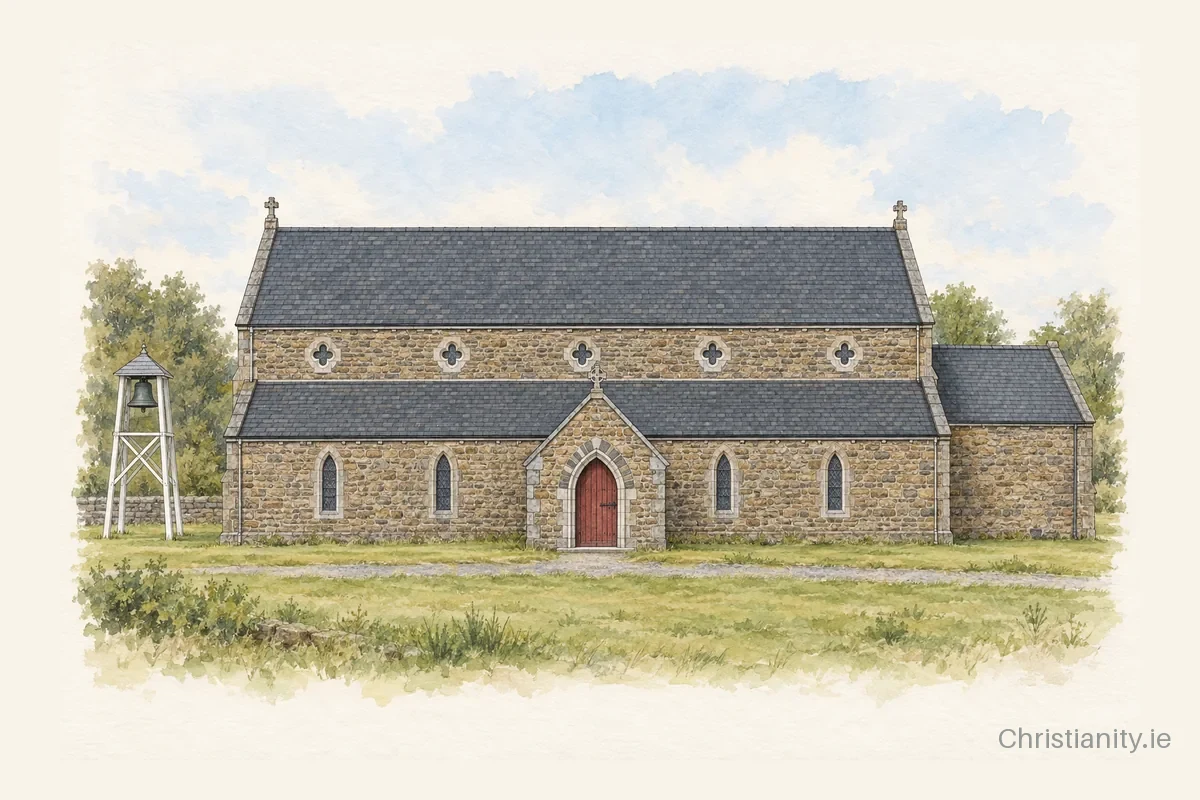 Watercolour and ink illustration of Saint Bridgid’s Church, Duagh