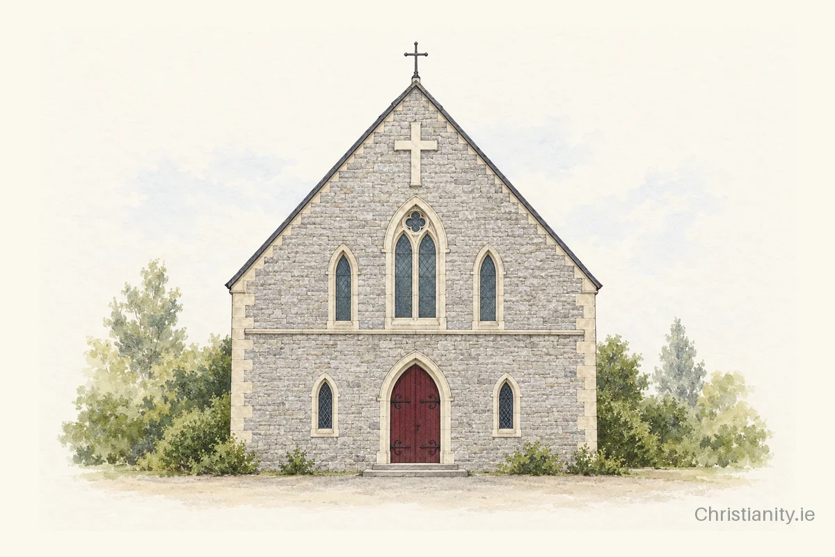 Watercolour and ink illustration of Saint Cianan's Church, Duleek