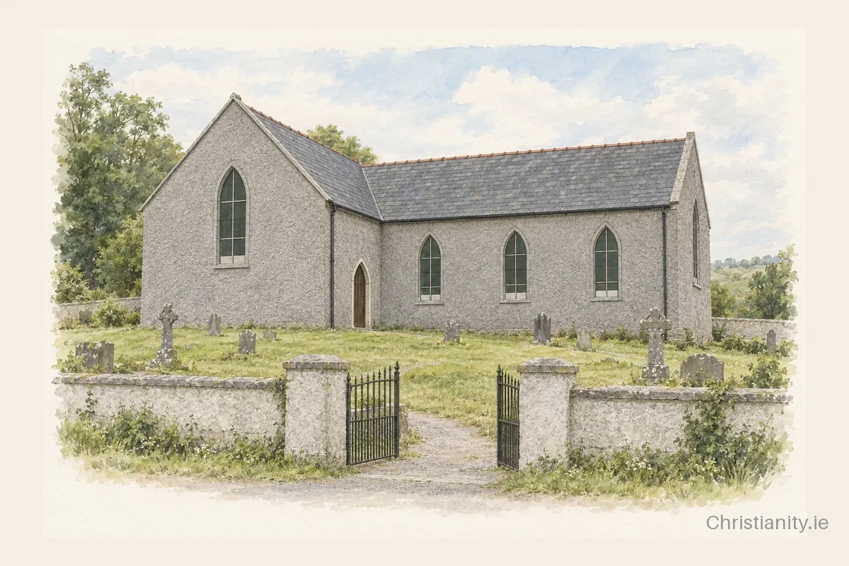 Watercolour and ink illustration of St. Cronan's