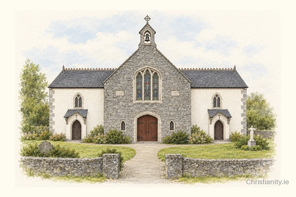 Watercolour and ink illustration of St. John the Baptist Castleiney