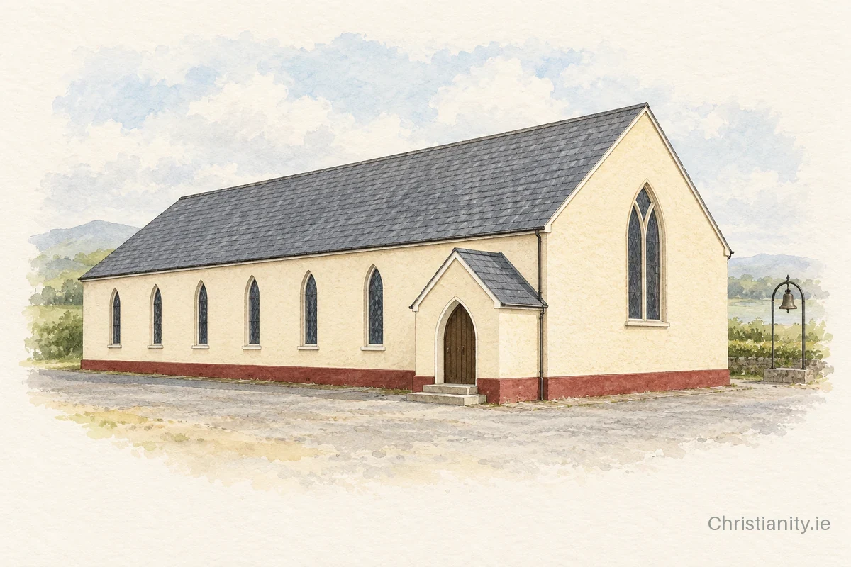 Watercolour and ink illustration of Saint Joseph and Saint Mary, Attymass