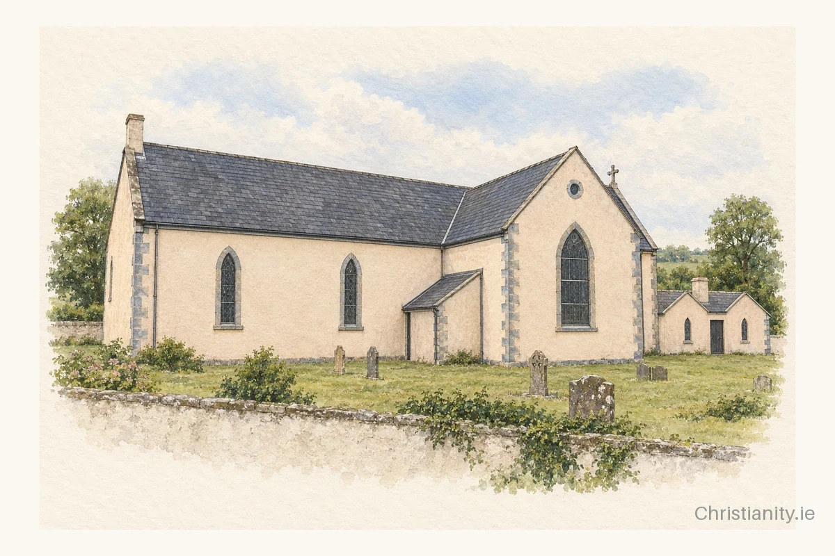 Watercolour and ink illustration of Saint Joseph's Church, Knocklong
