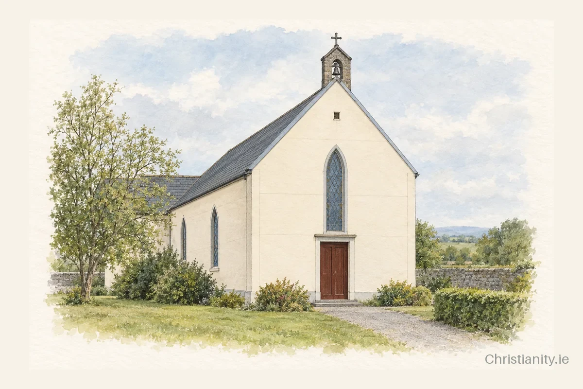Watercolour and ink illustration of Saint Mary,Drombane