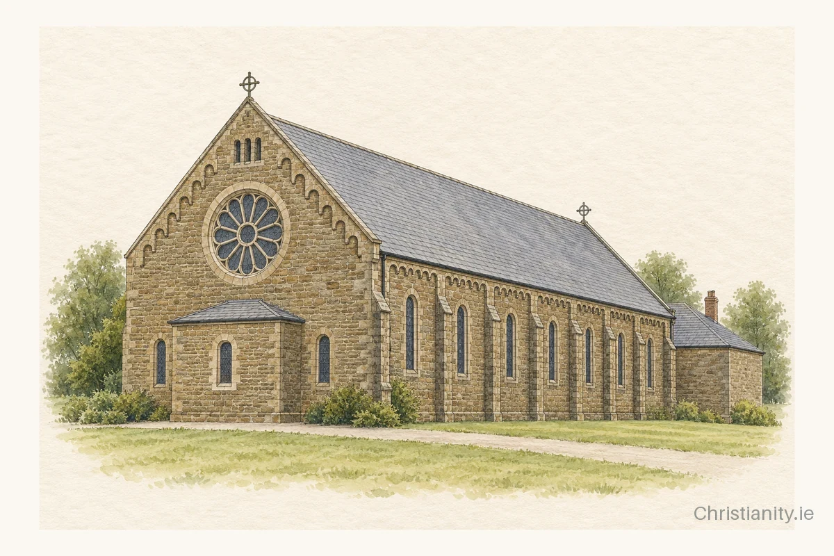 Watercolour and ink illustration of Saint Oliver Plunkett /Creggan Chapel