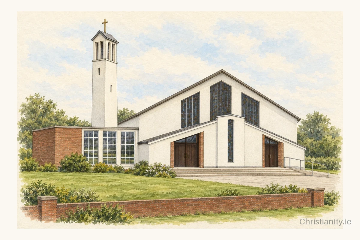 Watercolour and ink illustration of St Patrick's Church