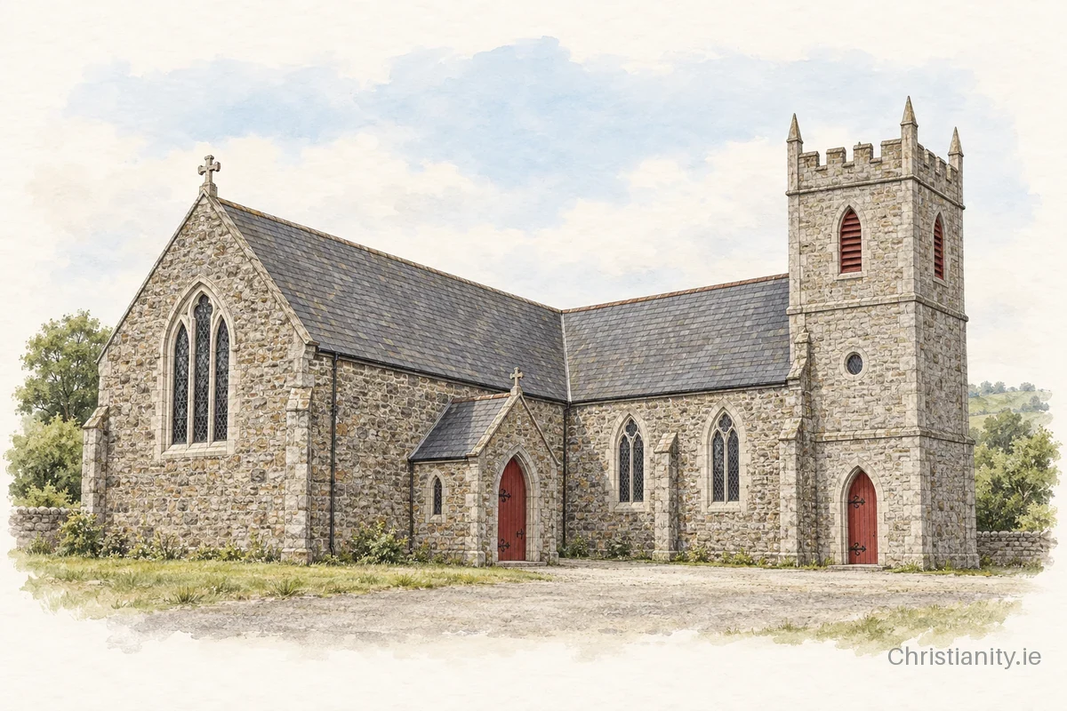 Watercolour and ink illustration of Saint Patrick
